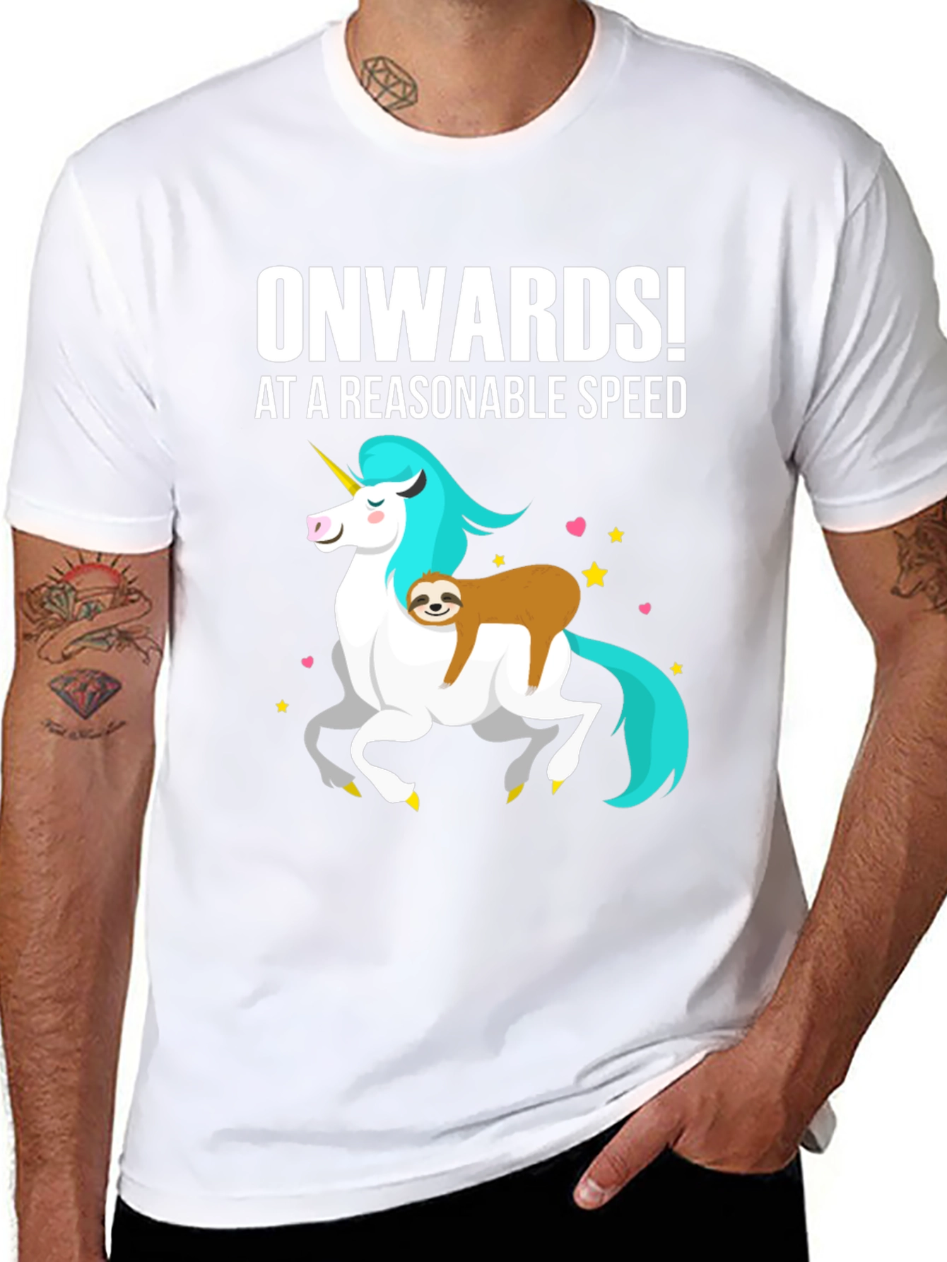 Onwards! Sloth Riding Unicorn Graphic Tee