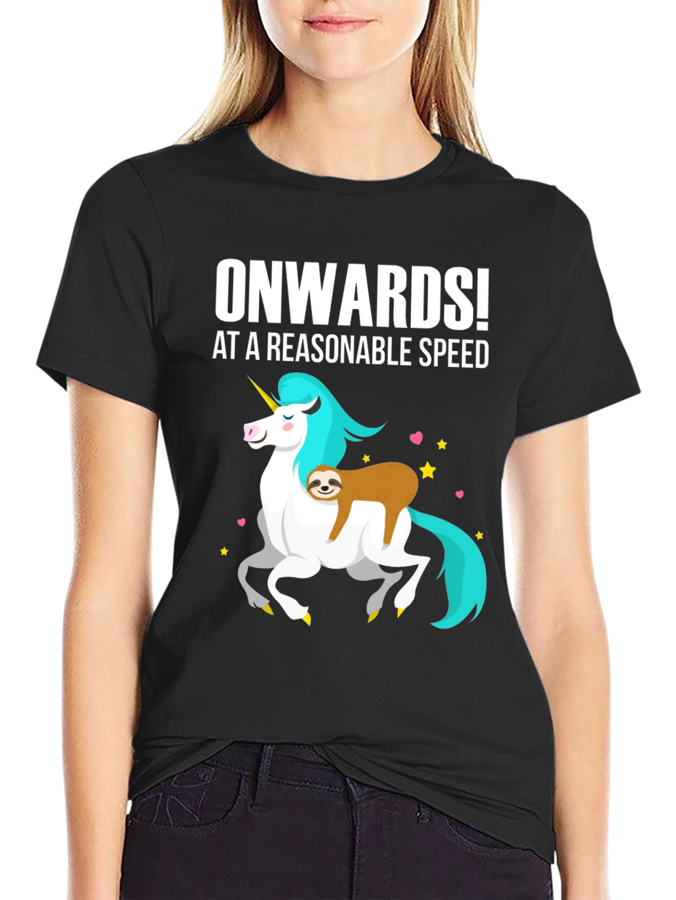 Onwards! Sloth Riding Unicorn Graphic Tee