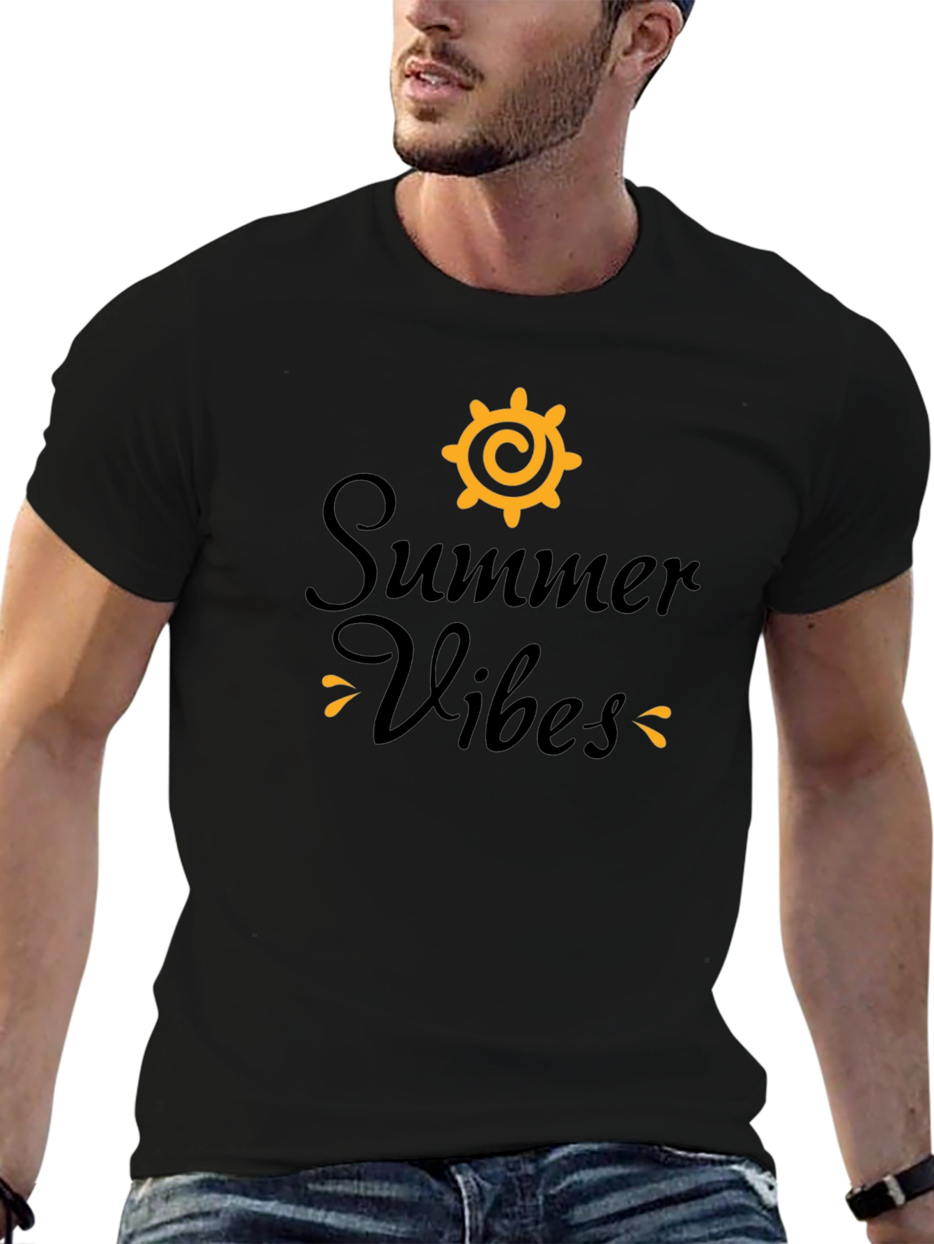 Summer Vibes Black Graphic Tee