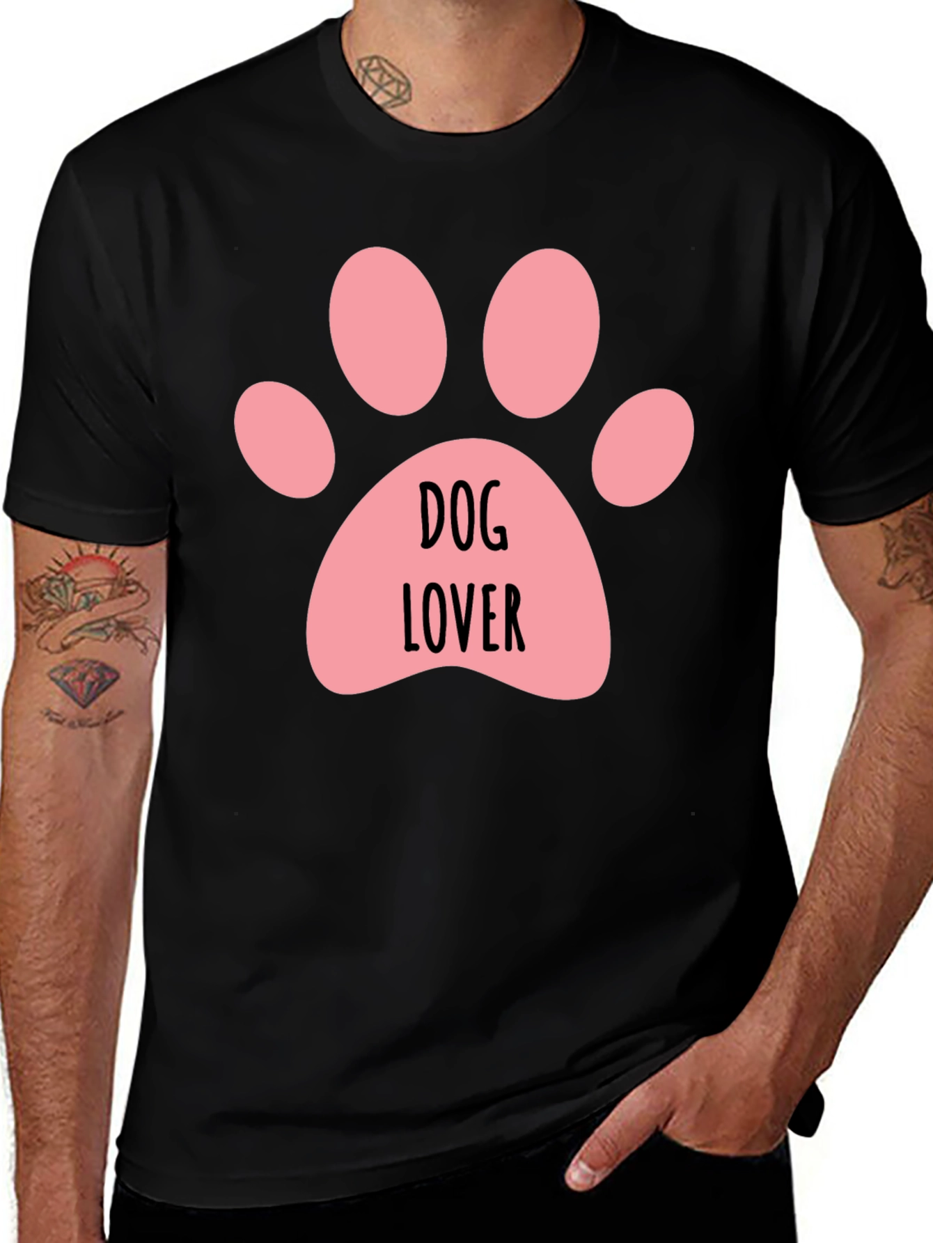 Dog Lover Paw Print Black T-Shirt