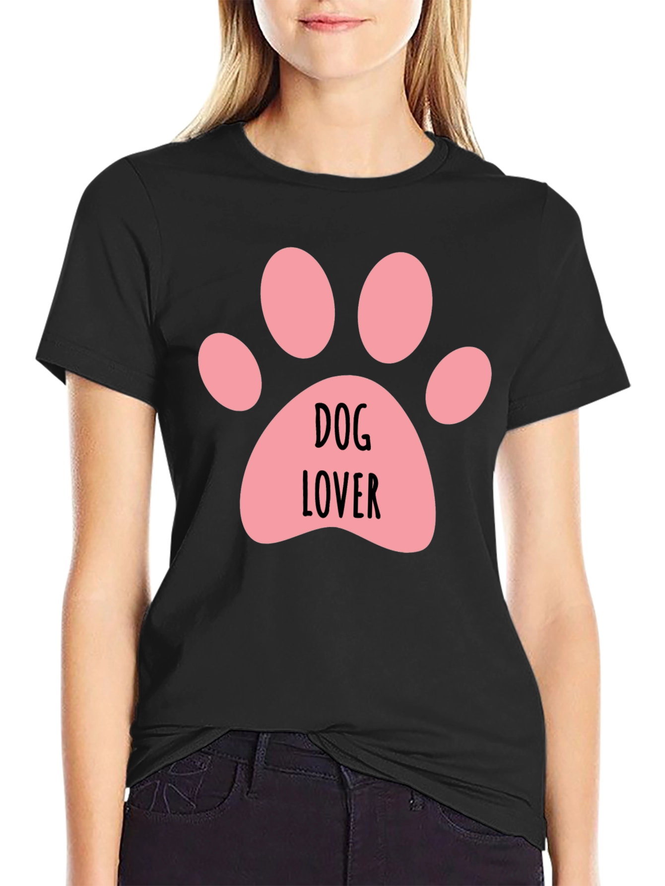 Dog Lover Paw Print Black T-Shirt