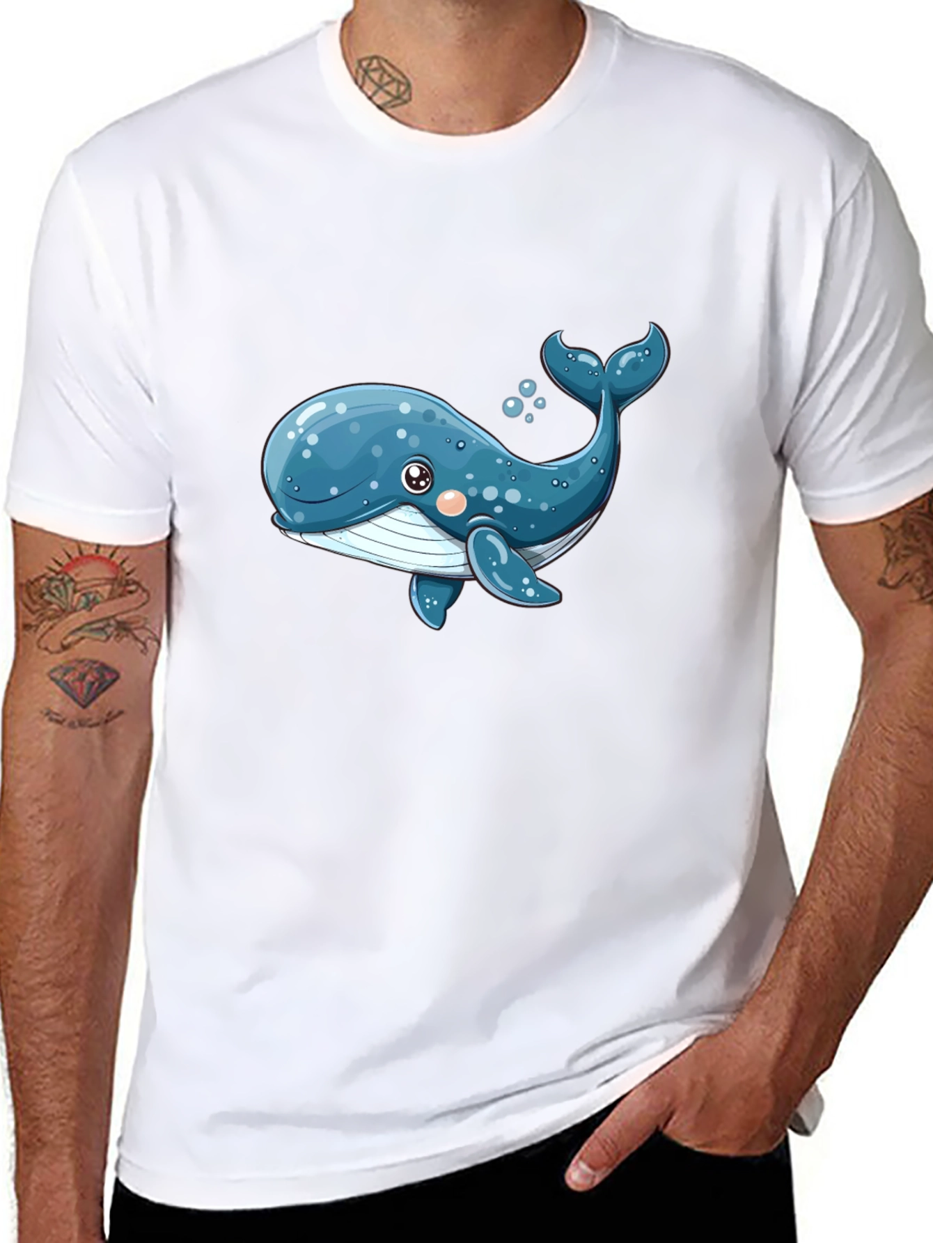 Cute Whale Graphic T-Shirt - Black