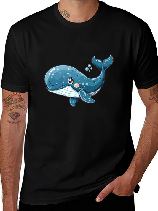 Cute Whale Graphic T-Shirt - Black