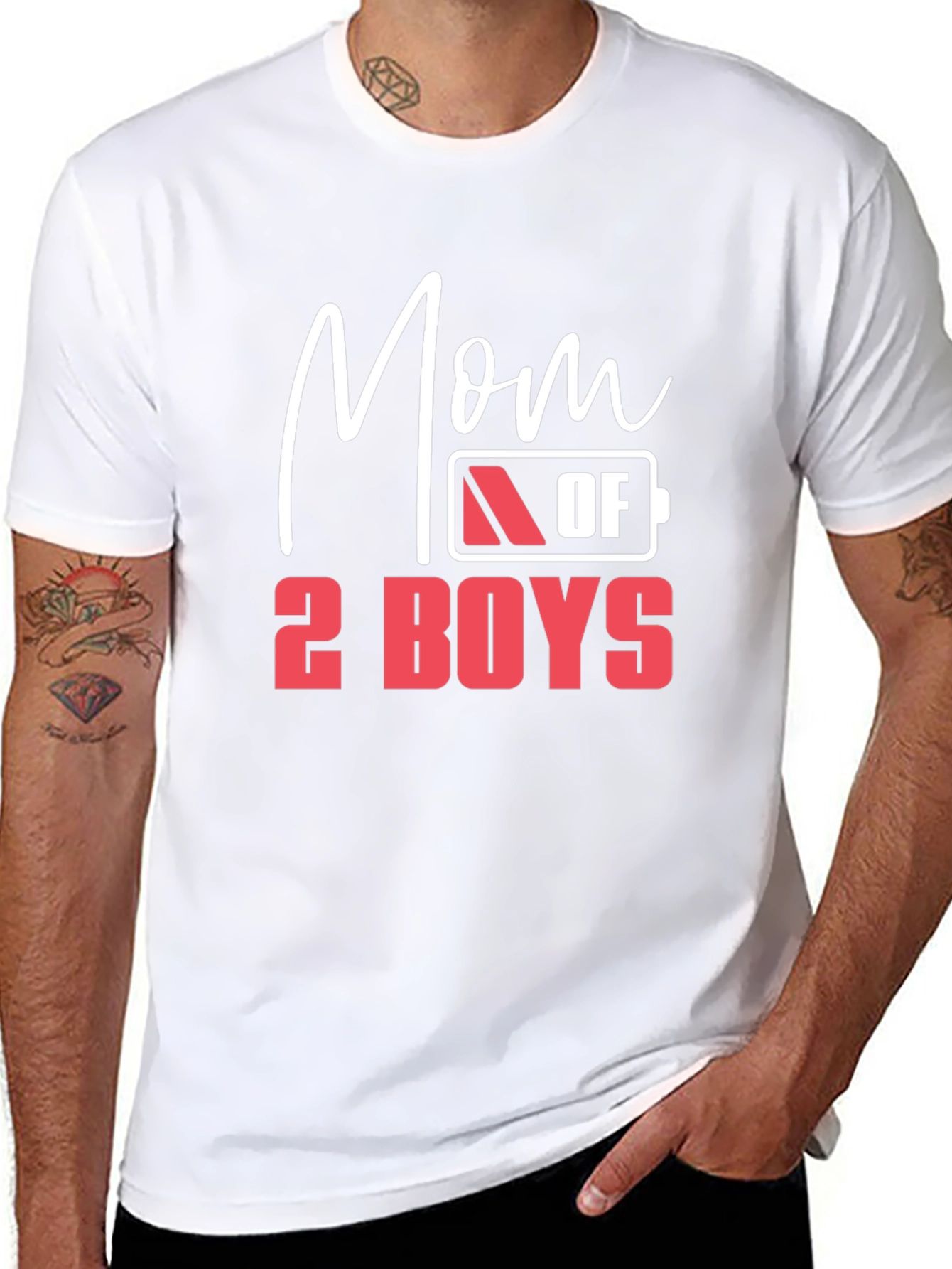 Mom of 2 Boys Graphic T-Shirt - Black