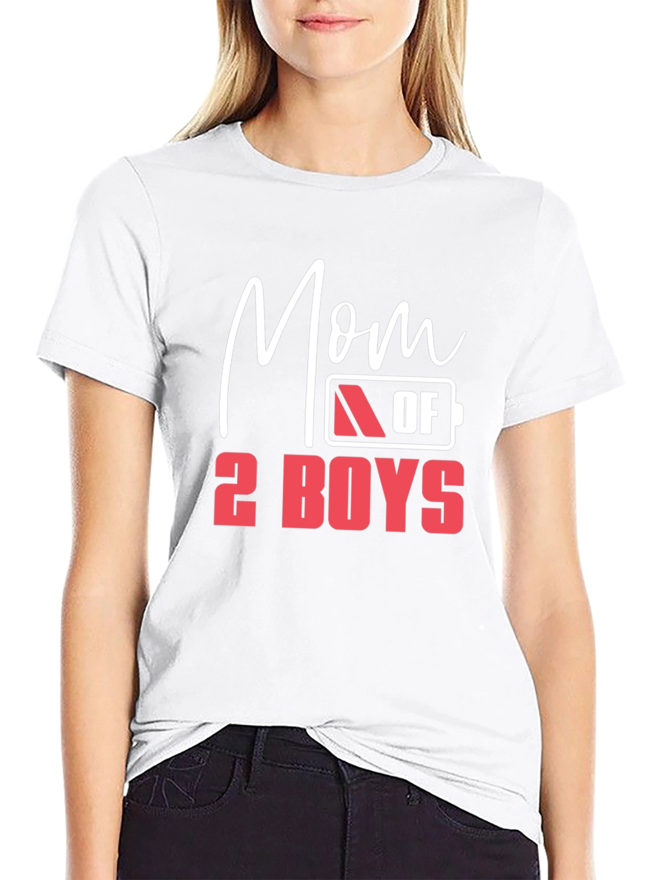 Mom of 2 Boys Graphic T-Shirt - Black