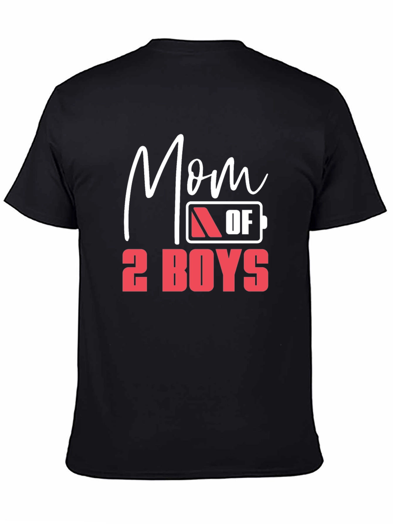 Mom of 2 Boys Graphic T-Shirt - Black