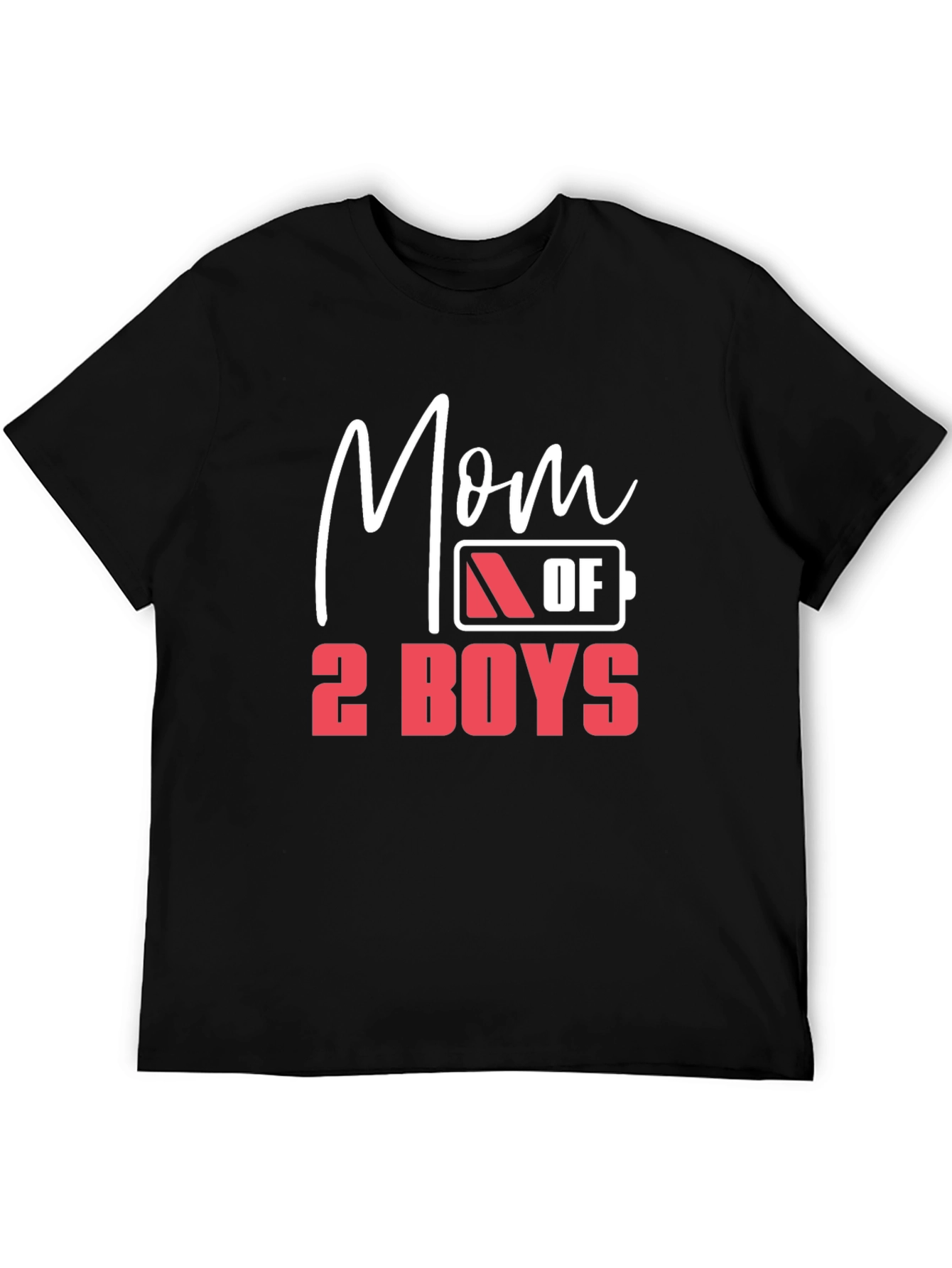 Mom of 2 Boys Graphic T-Shirt - Black