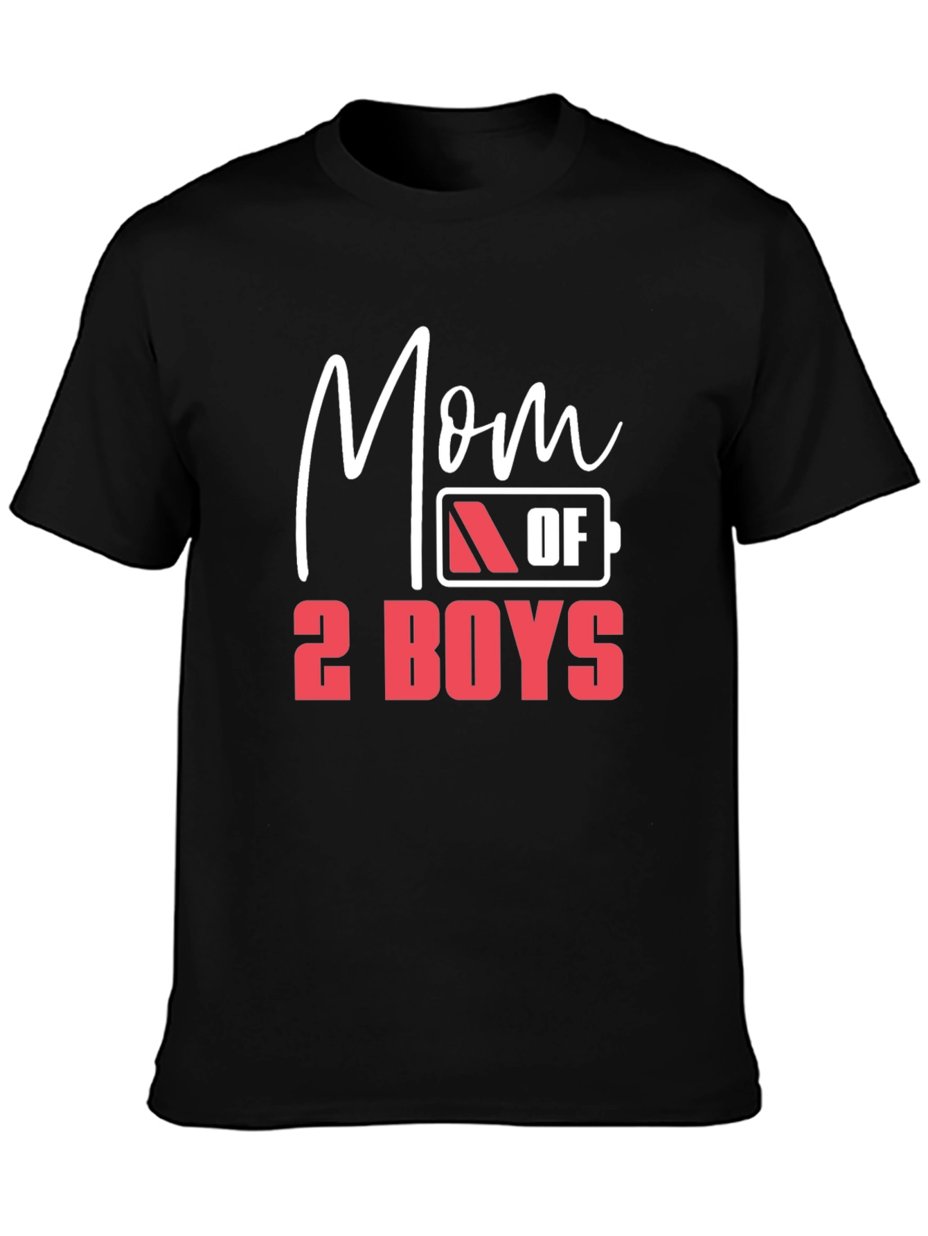 Mom of 2 Boys Graphic T-Shirt - Black