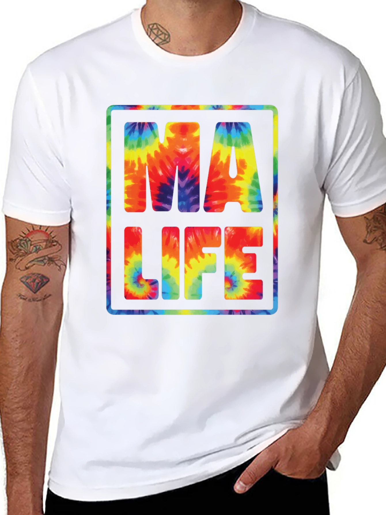 Tie-Dye MA LIFE Graphic T-Shirt