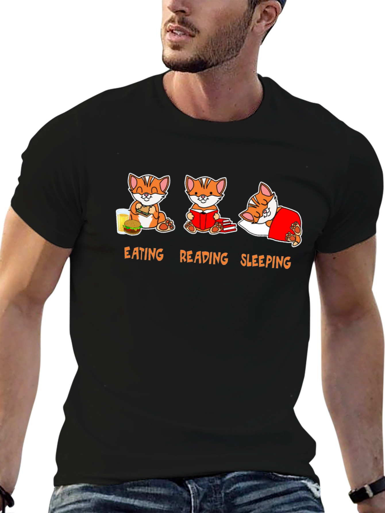 Eating Reading Sleeping Cat T-Shirt