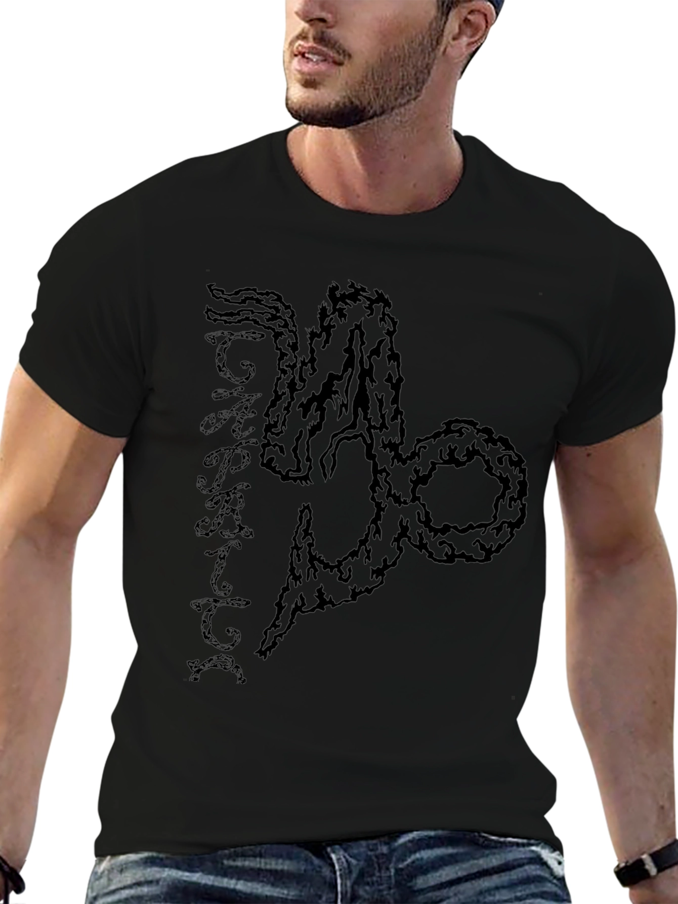 Black Capricorn Zodiac Graphic Tee