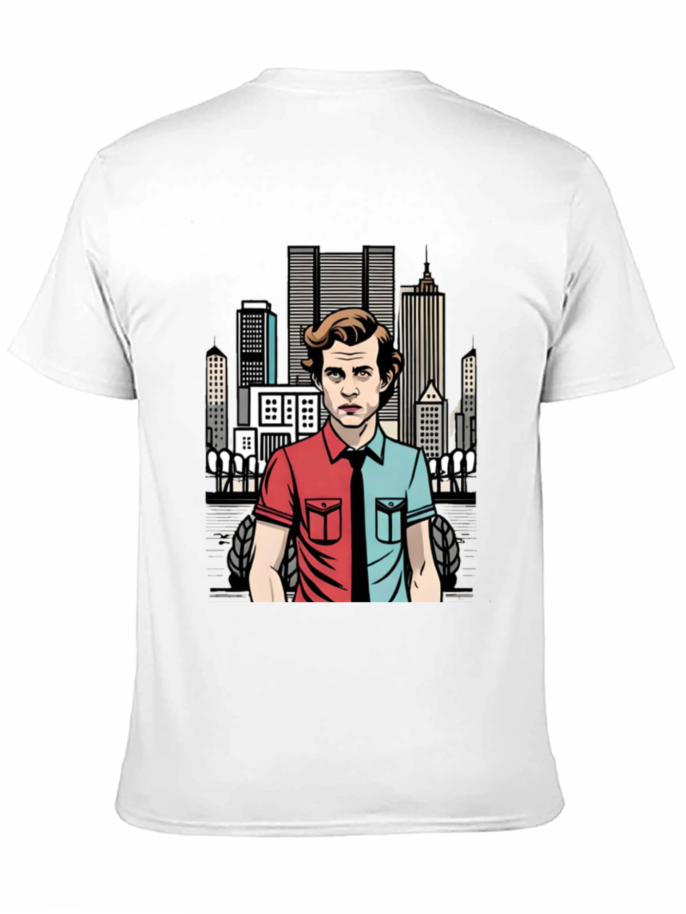 Mens Black T-Shirt - Two-Faced Character Design