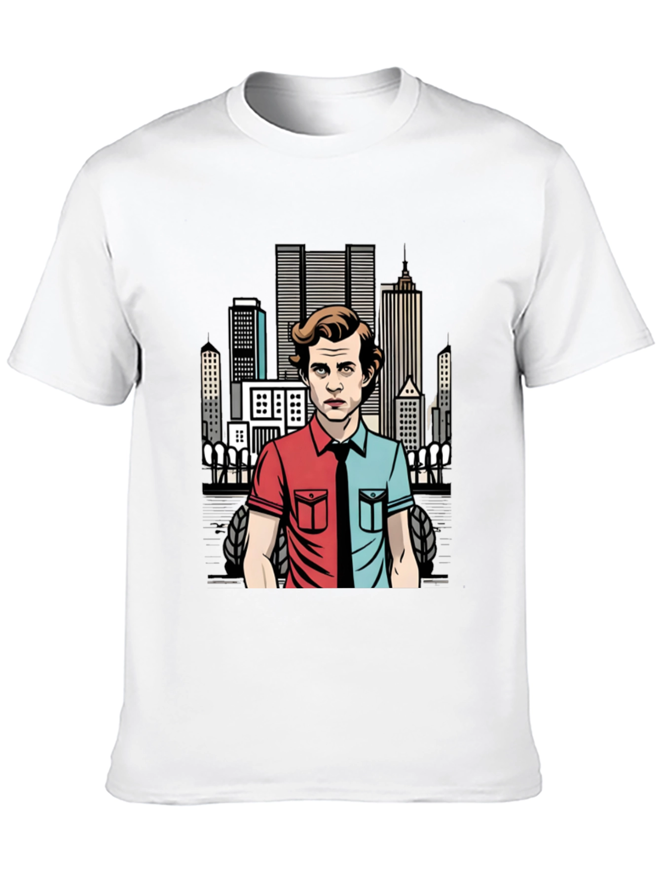 Mens Black T-Shirt - Two-Faced Character Design
