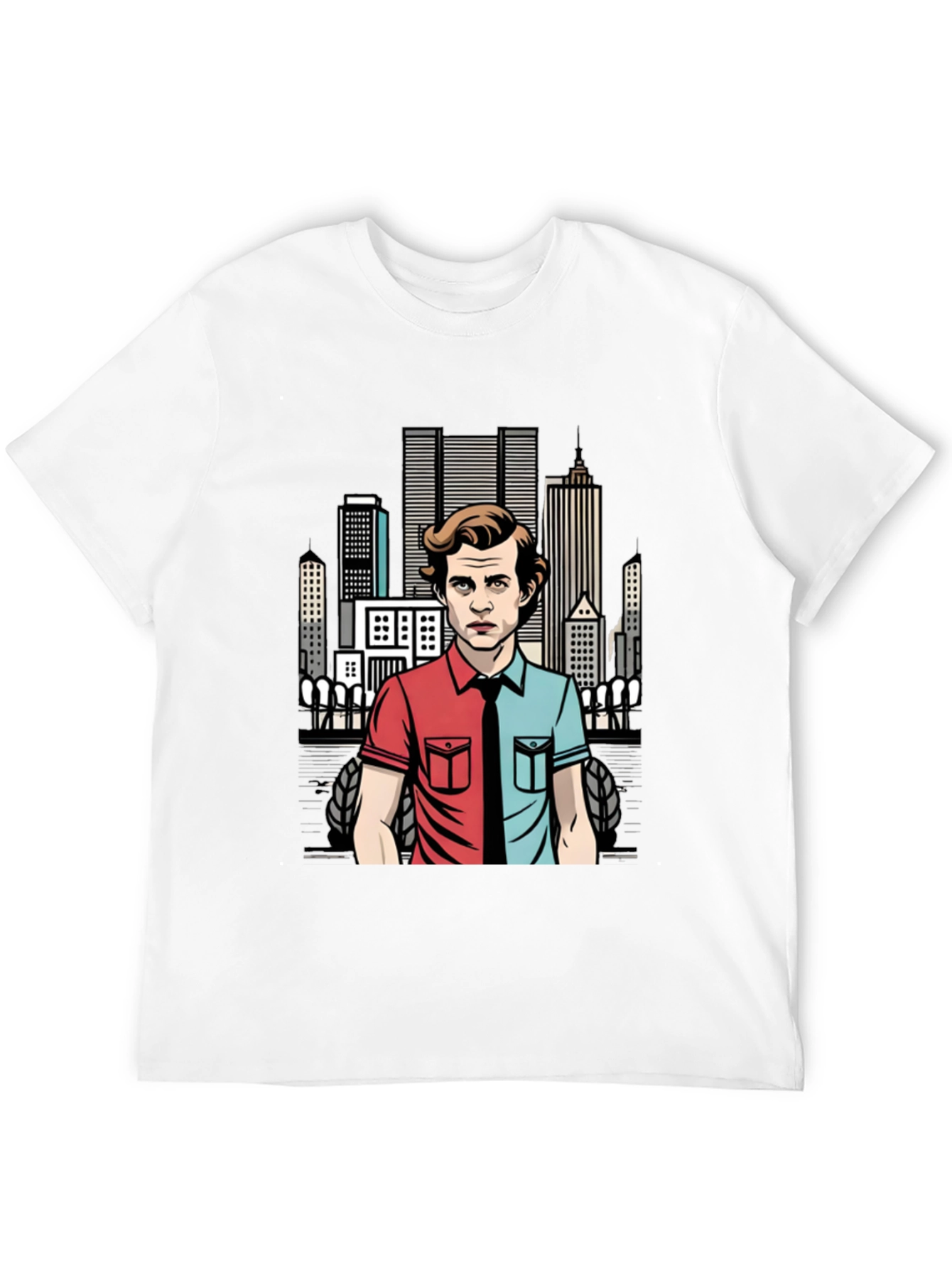 Mens Black T-Shirt - Two-Faced Character Design