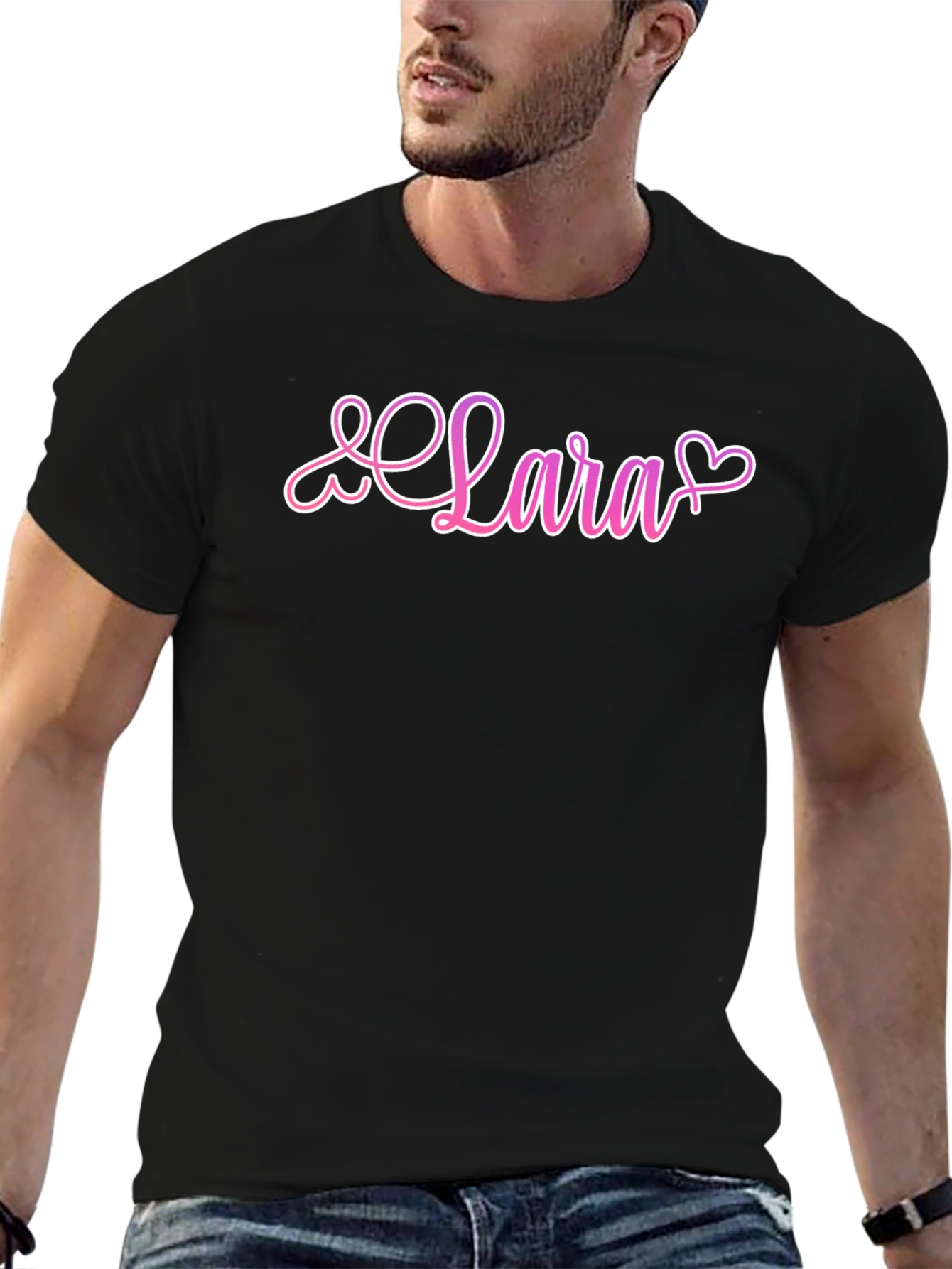 Lara Heart Graphic Black T-Shirt