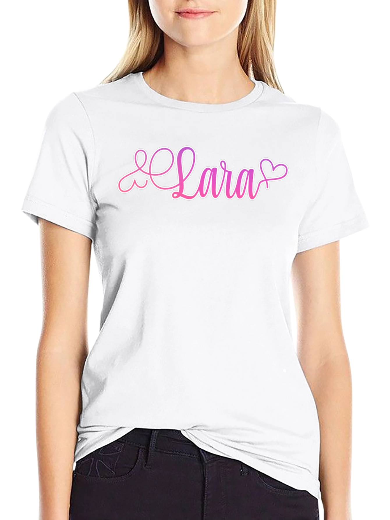 Lara Heart Graphic Black T-Shirt