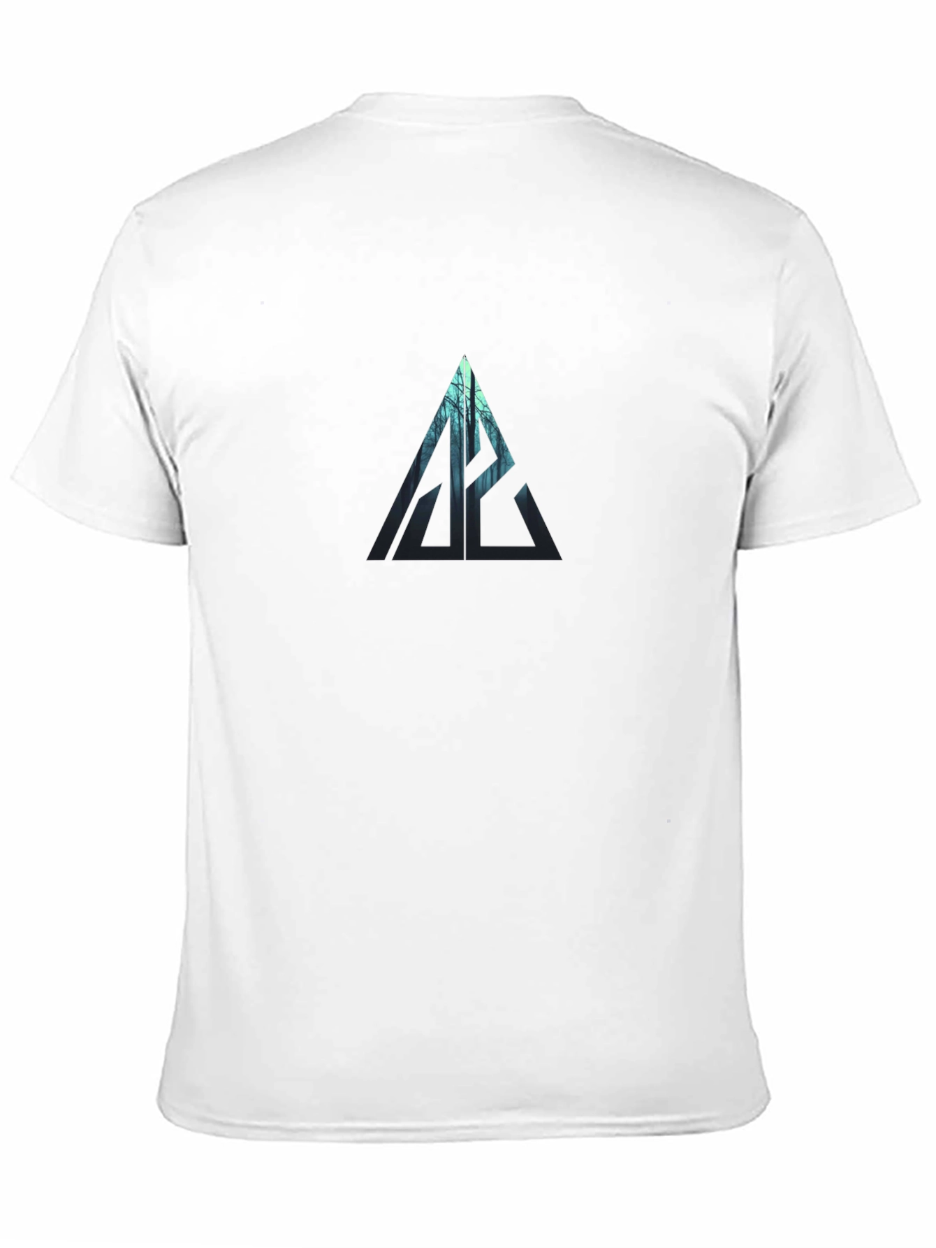 Mens Graphic Black T-Shirt: Forest Triangle Design