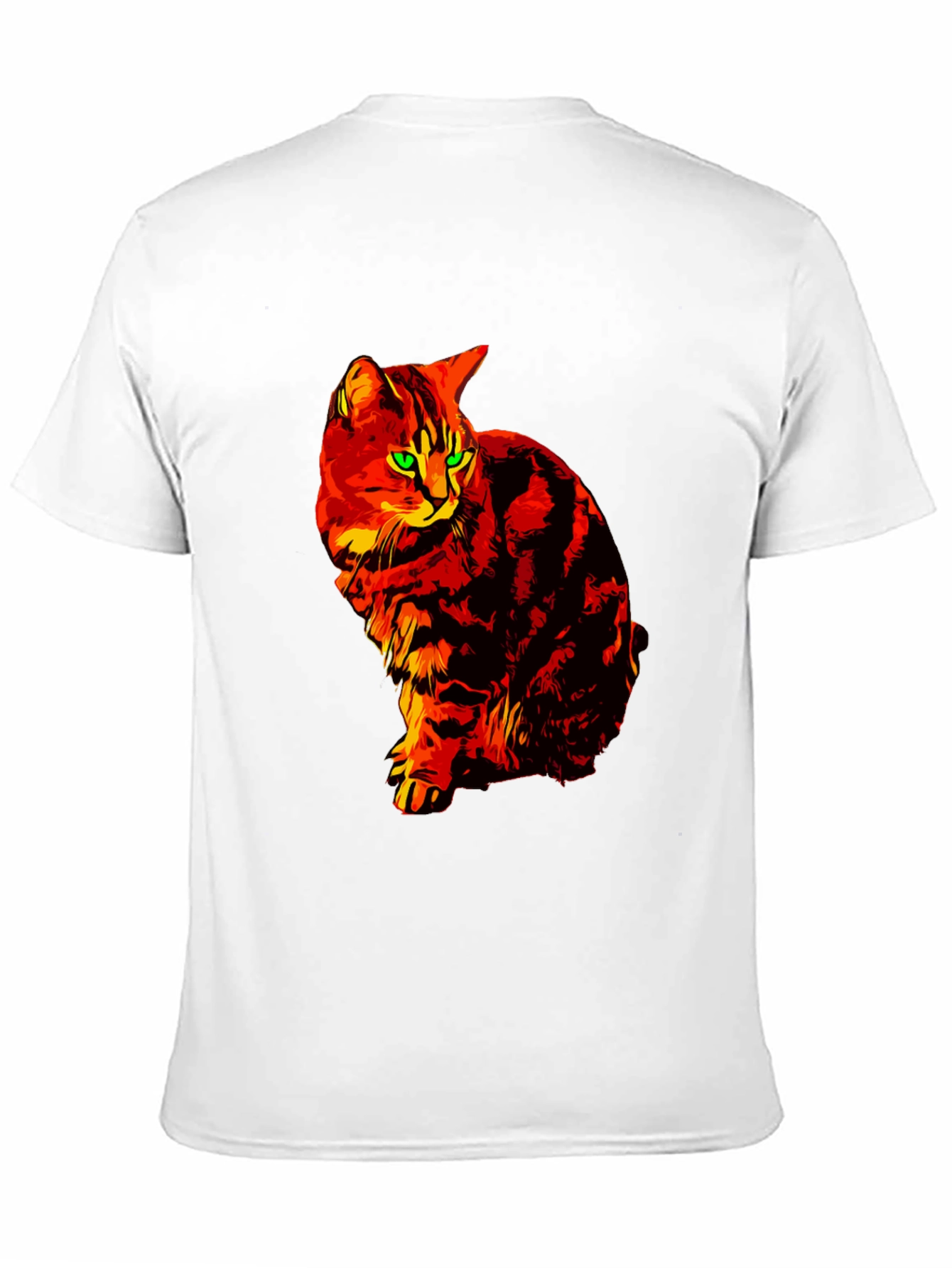Fiery Cat Graphic Tee - Black Cotton T-Shirt