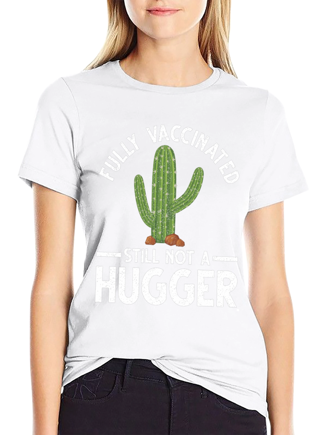 Vaccinated Cactus Graphic Tee - Not A Hugger
