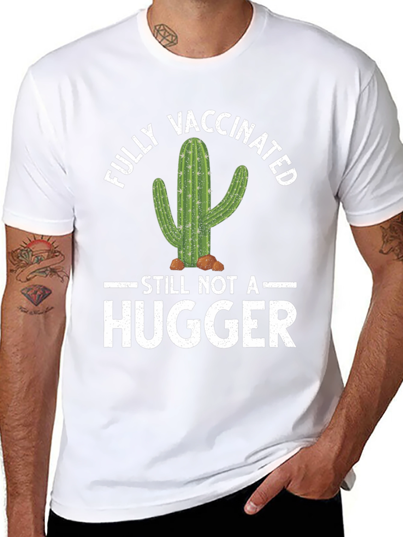 Vaccinated Cactus Graphic Tee - Not A Hugger