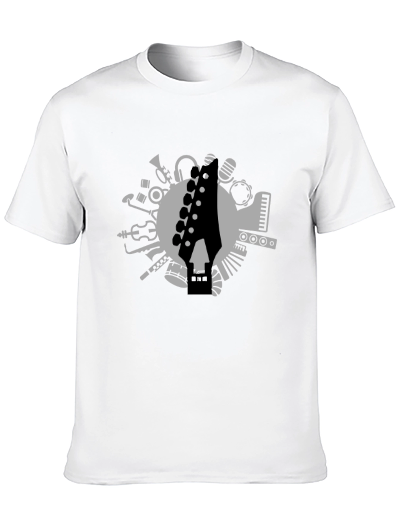 Musical Instrument Graphic Tee - Black Cotton T-Shirt