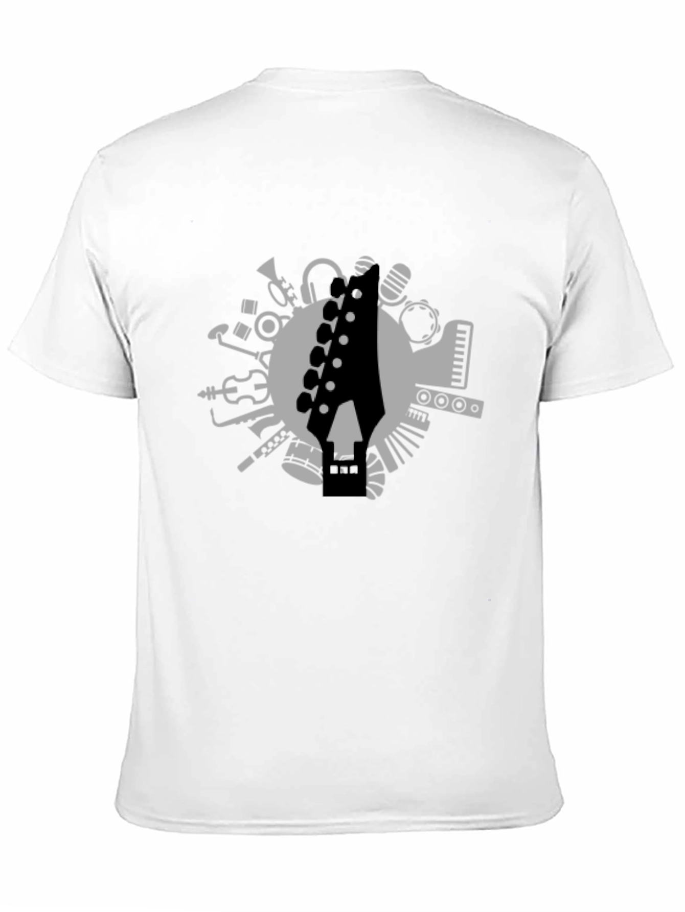 Musical Instrument Graphic Tee - Black Cotton T-Shirt