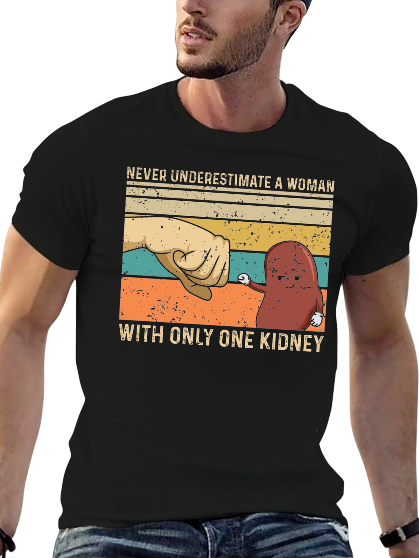 Never Underestimate Woman With One Kidney T-Shirt