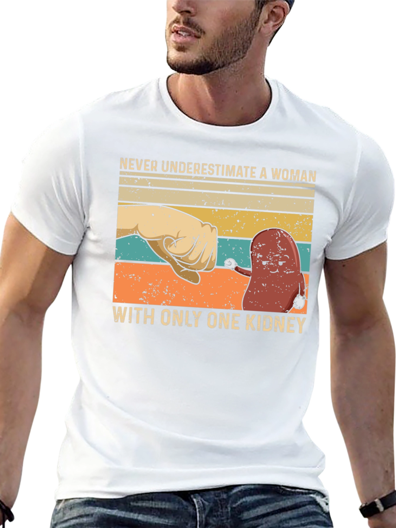 Never Underestimate Woman With One Kidney T-Shirt