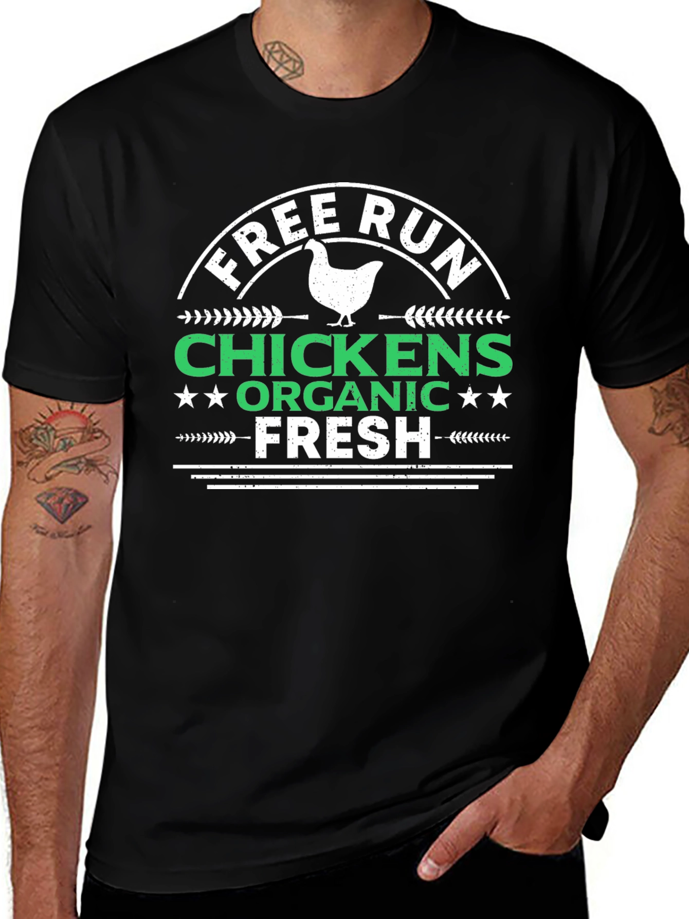 Free Run Chickens Organic Fresh Black T-Shirt