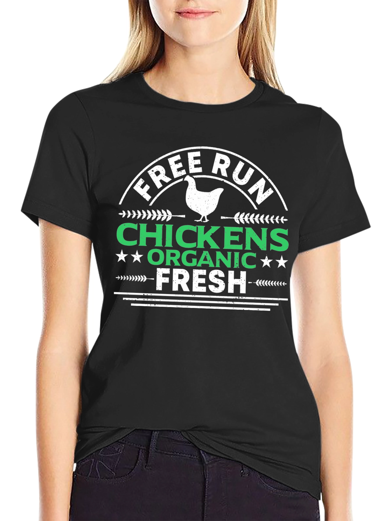 Free Run Chickens Organic Fresh Black T-Shirt