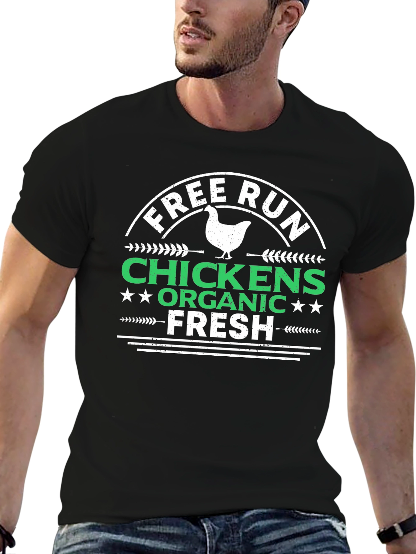 Free Run Chickens Organic Fresh Black T-Shirt