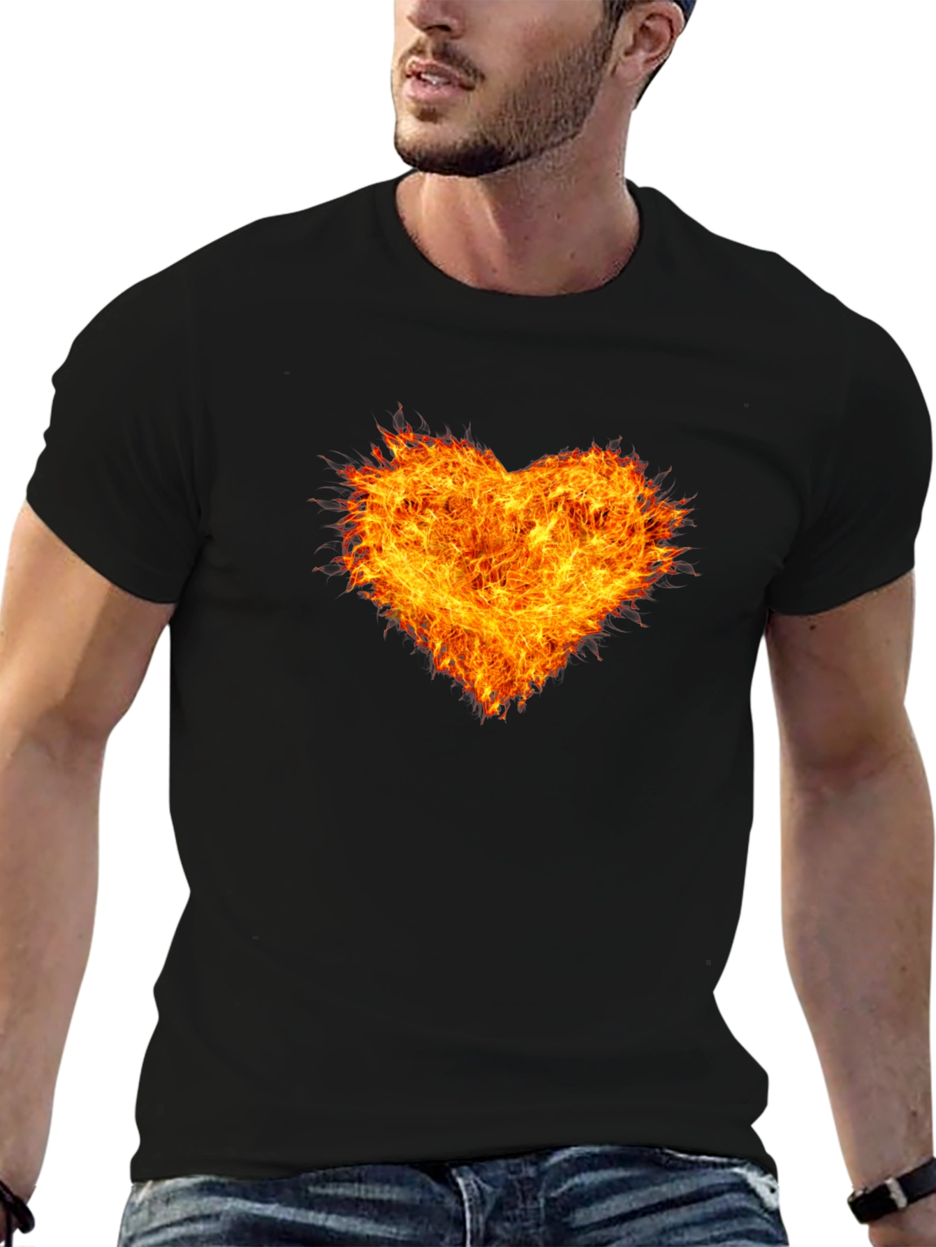 Fiery Heart Black T-Shirt