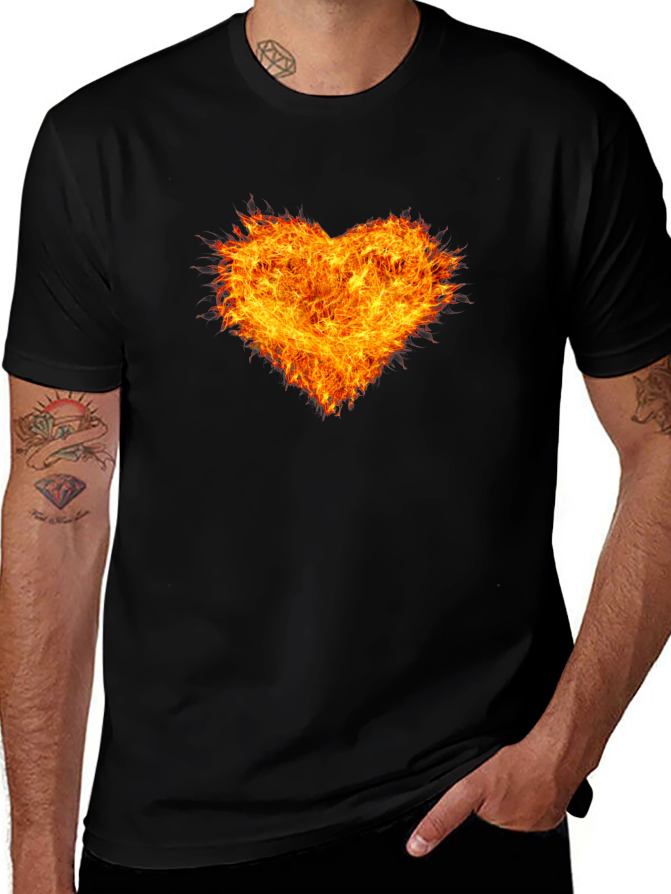 Fiery Heart Black T-Shirt