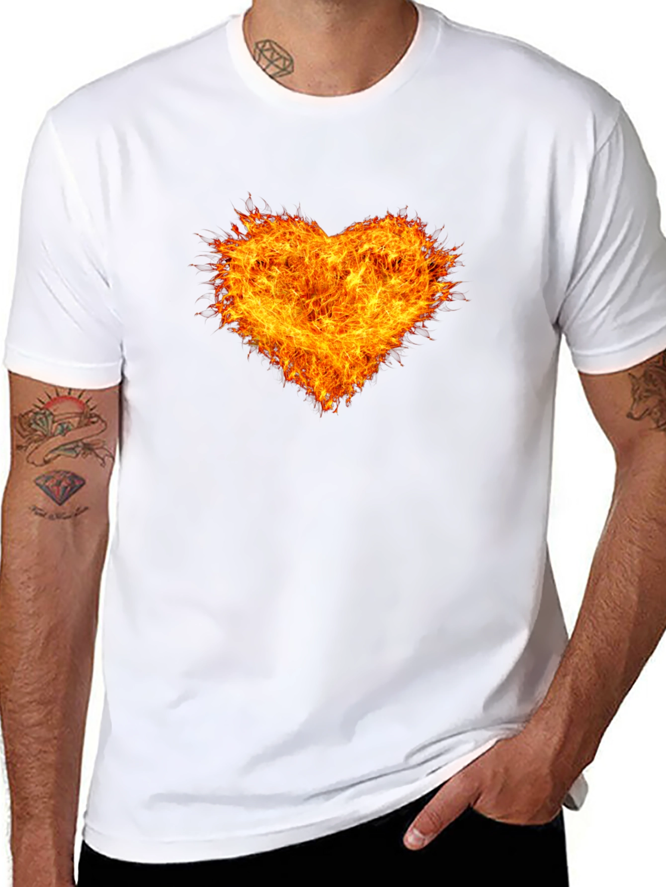 Fiery Heart Black T-Shirt