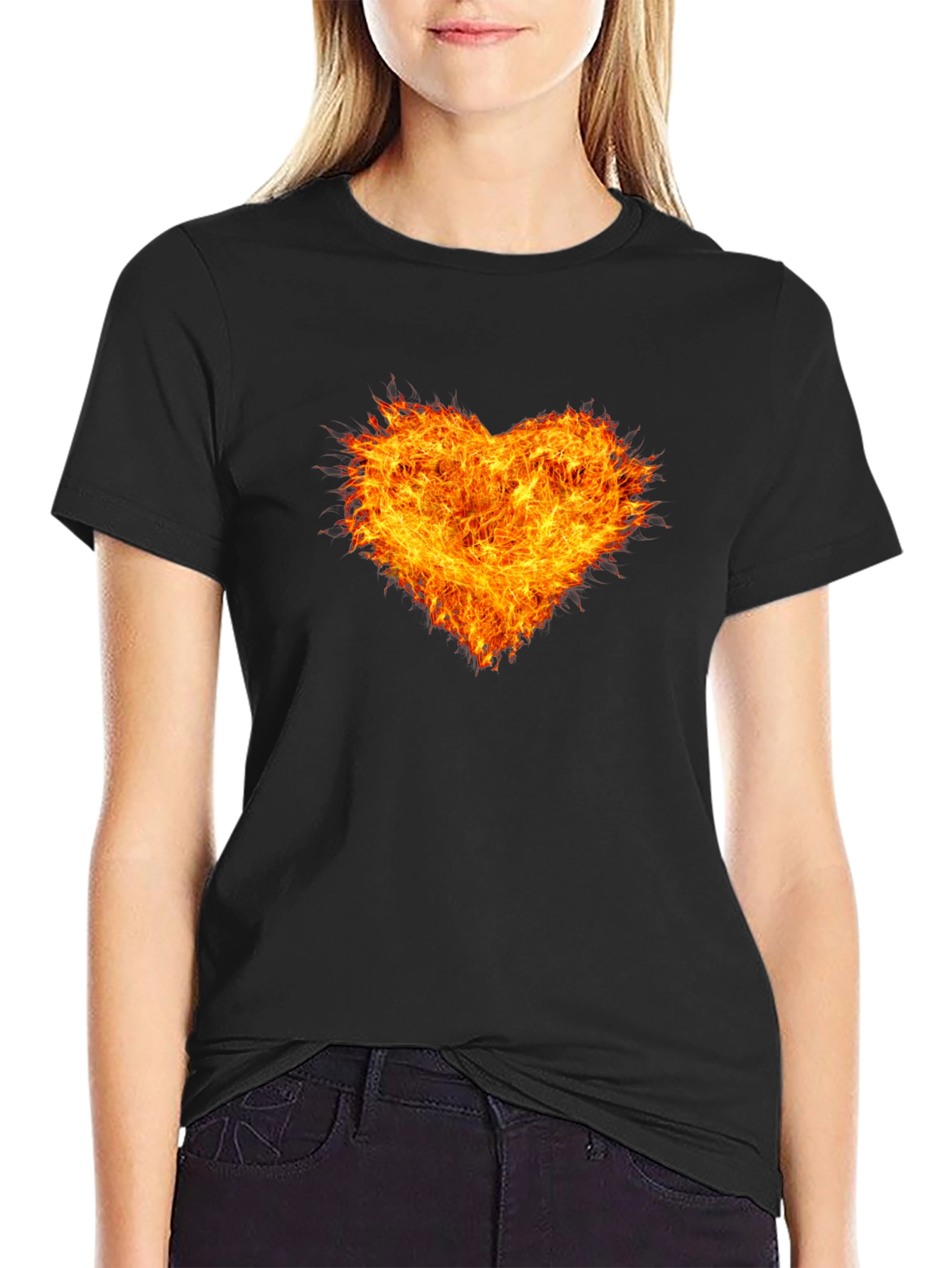 Fiery Heart Black T-Shirt