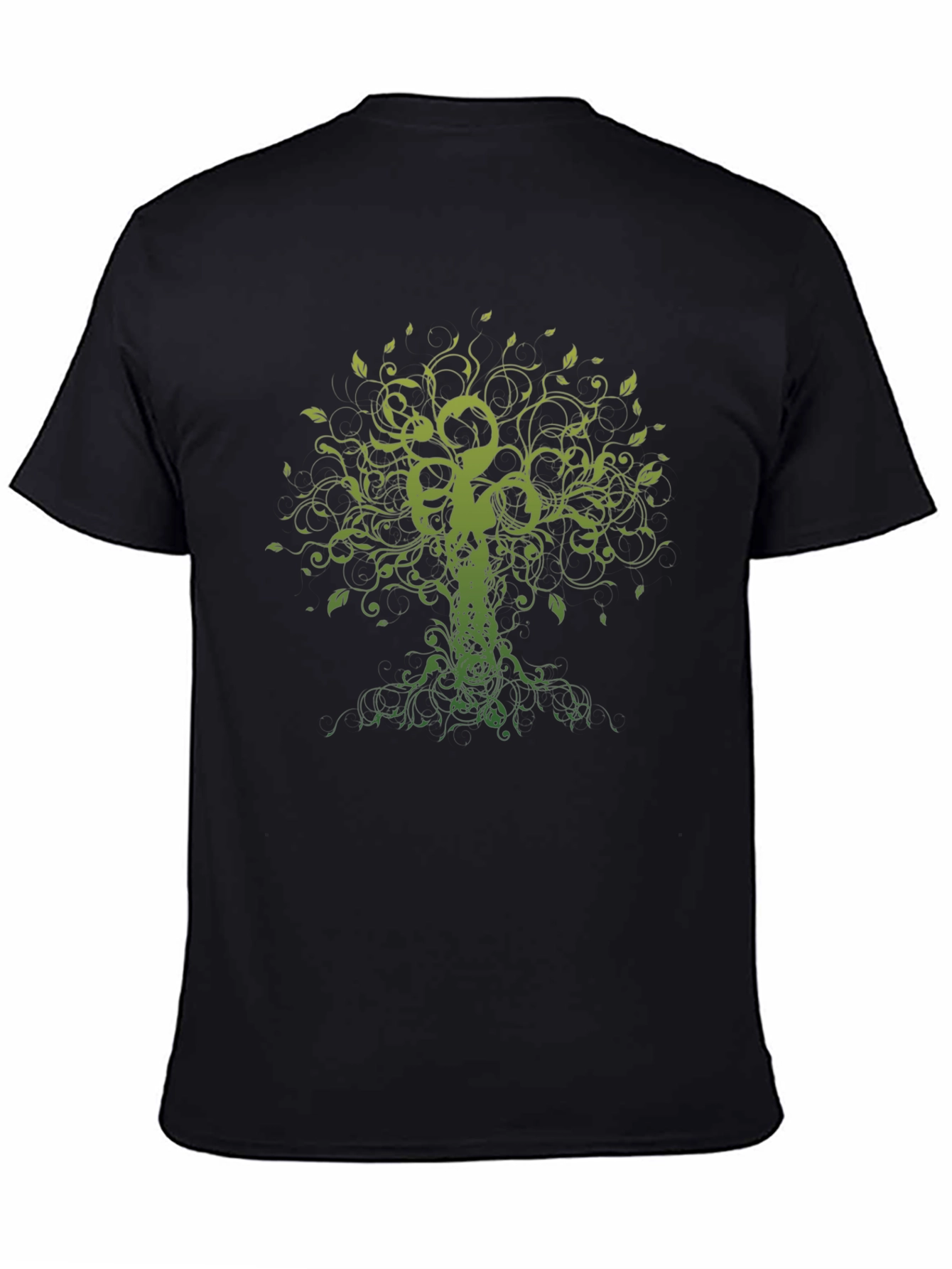 Green Tree of Life Black T-Shirt