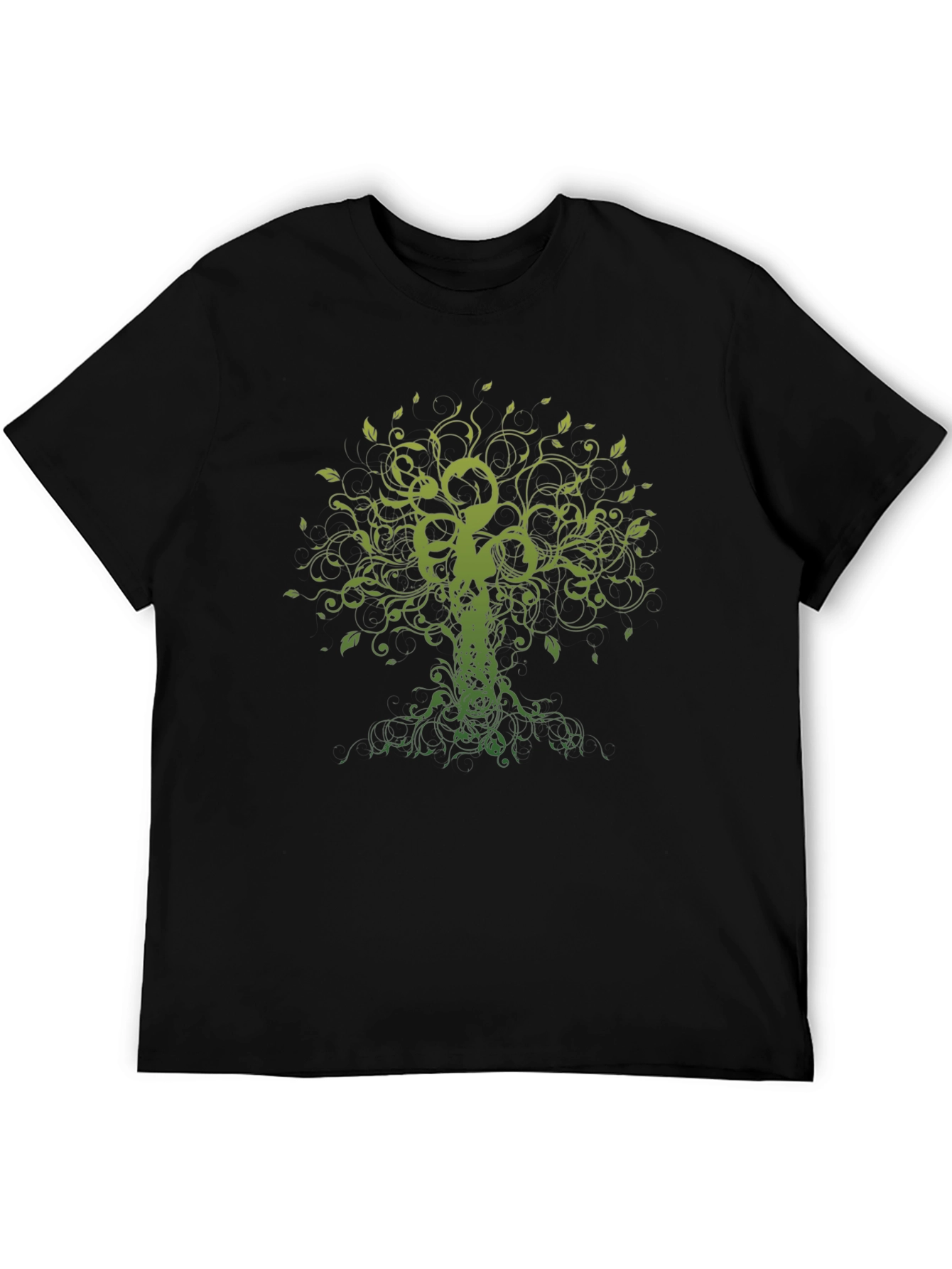 Green Tree of Life Black T-Shirt