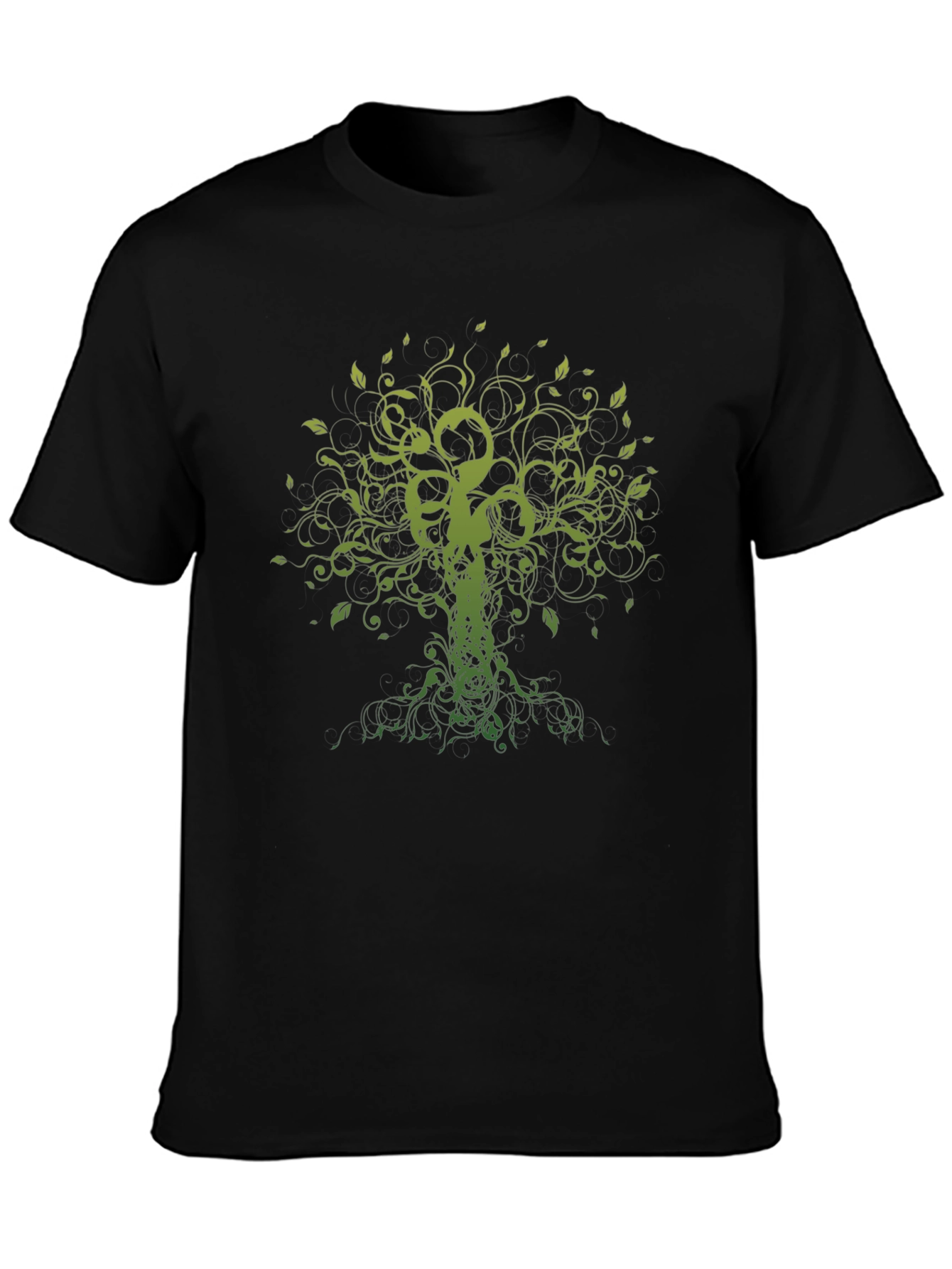 Green Tree of Life Black T-Shirt