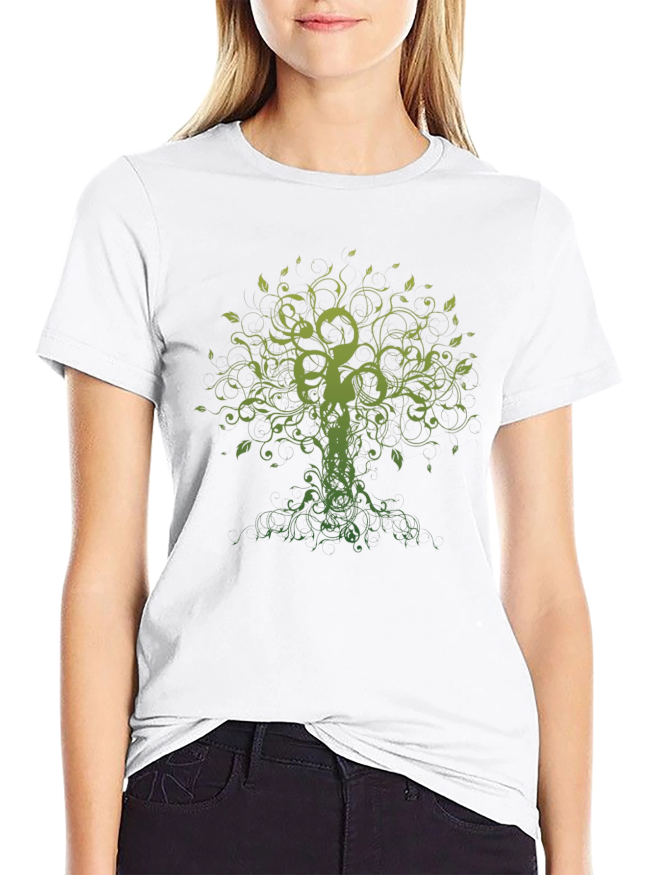 Green Tree of Life Black T-Shirt