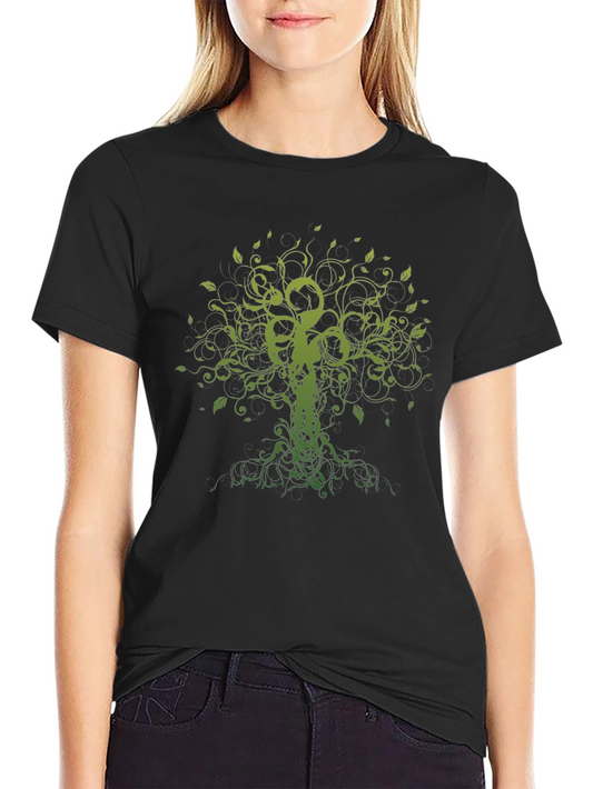 Green Tree of Life Black T-Shirt