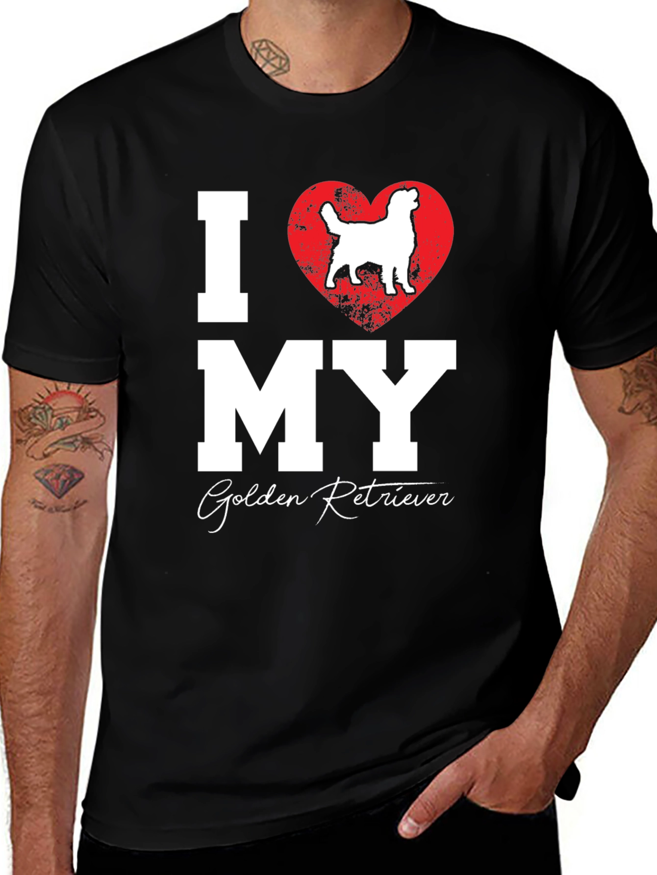 I Love My Golden Retriever Black T-Shirt