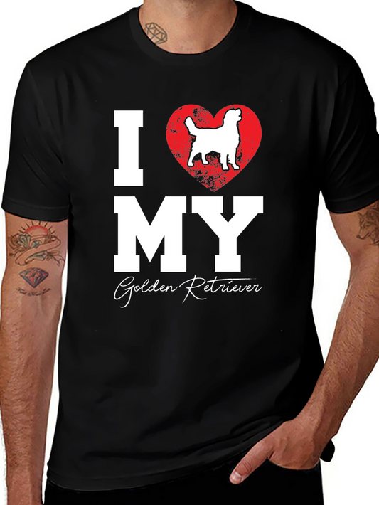 I Love My Golden Retriever Black T-Shirt