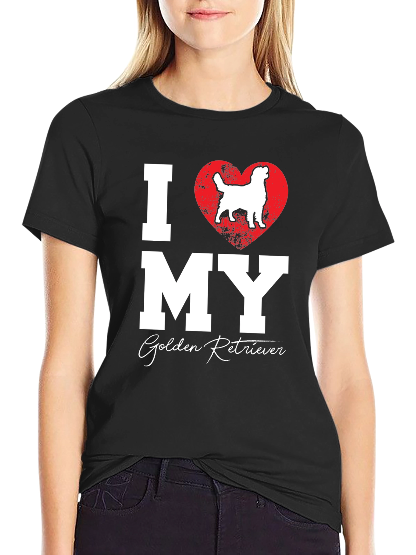 I Love My Golden Retriever Black T-Shirt