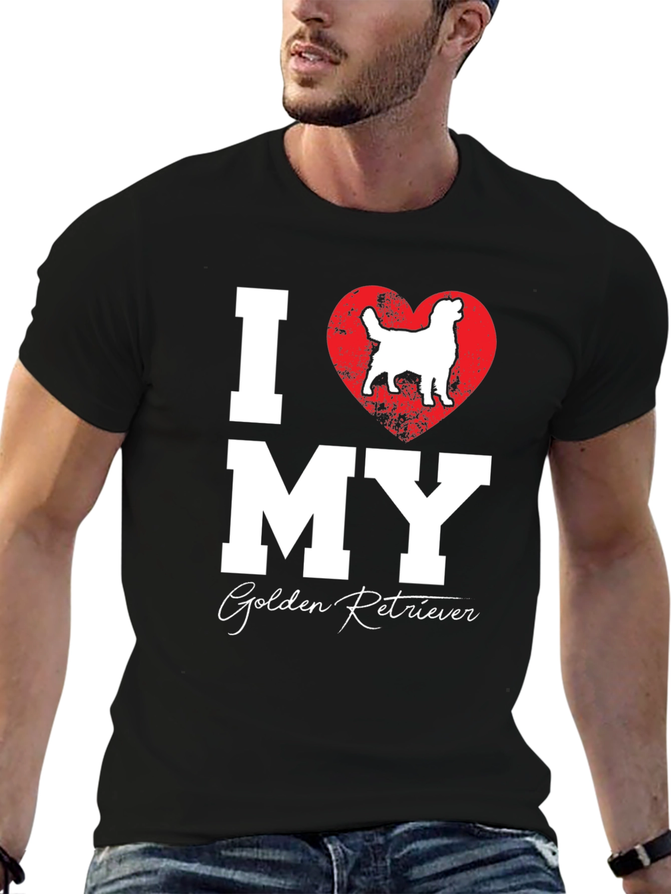 I Love My Golden Retriever Black T-Shirt