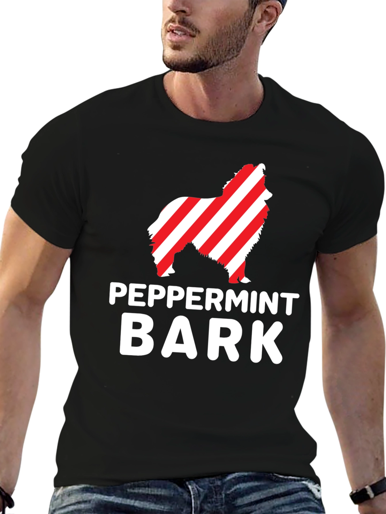 Peppermint Bark Dog Graphic Tee - Black