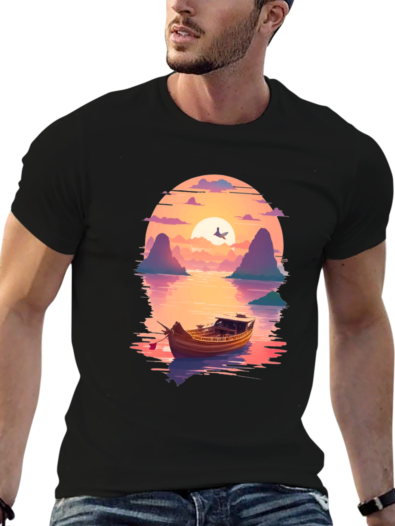 Sunset Boat Trip Graphic T-Shirt