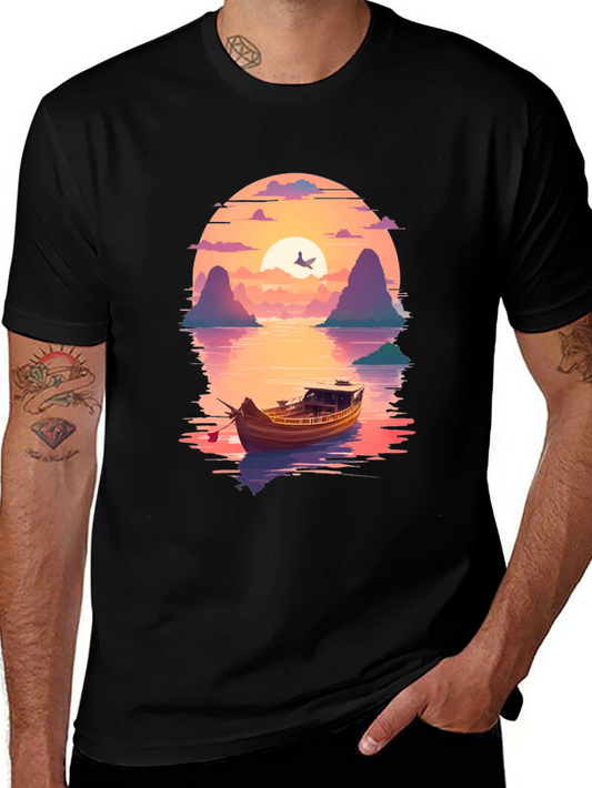 Sunset Boat Trip Graphic T-Shirt