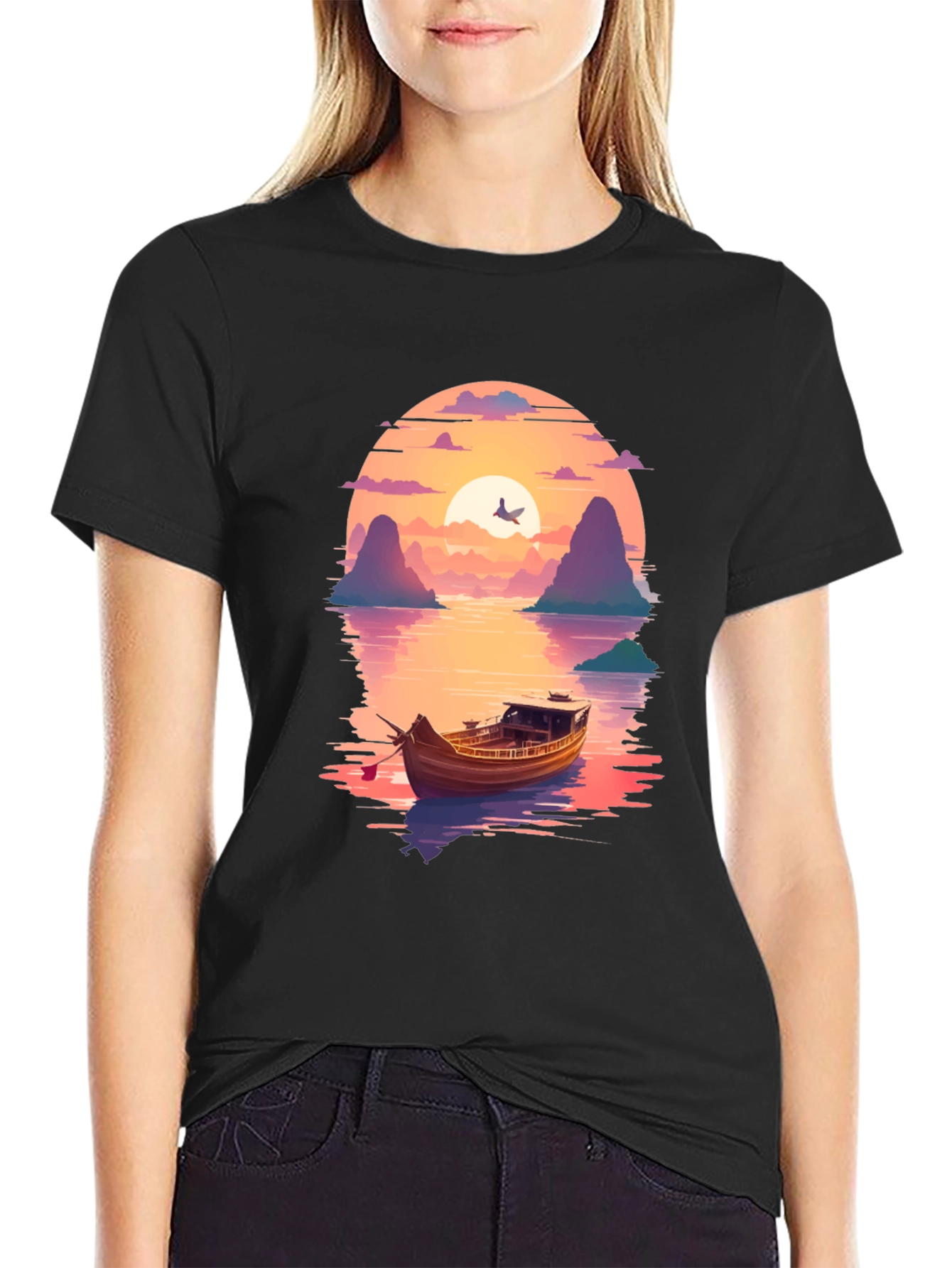Sunset Boat Trip Graphic T-Shirt
