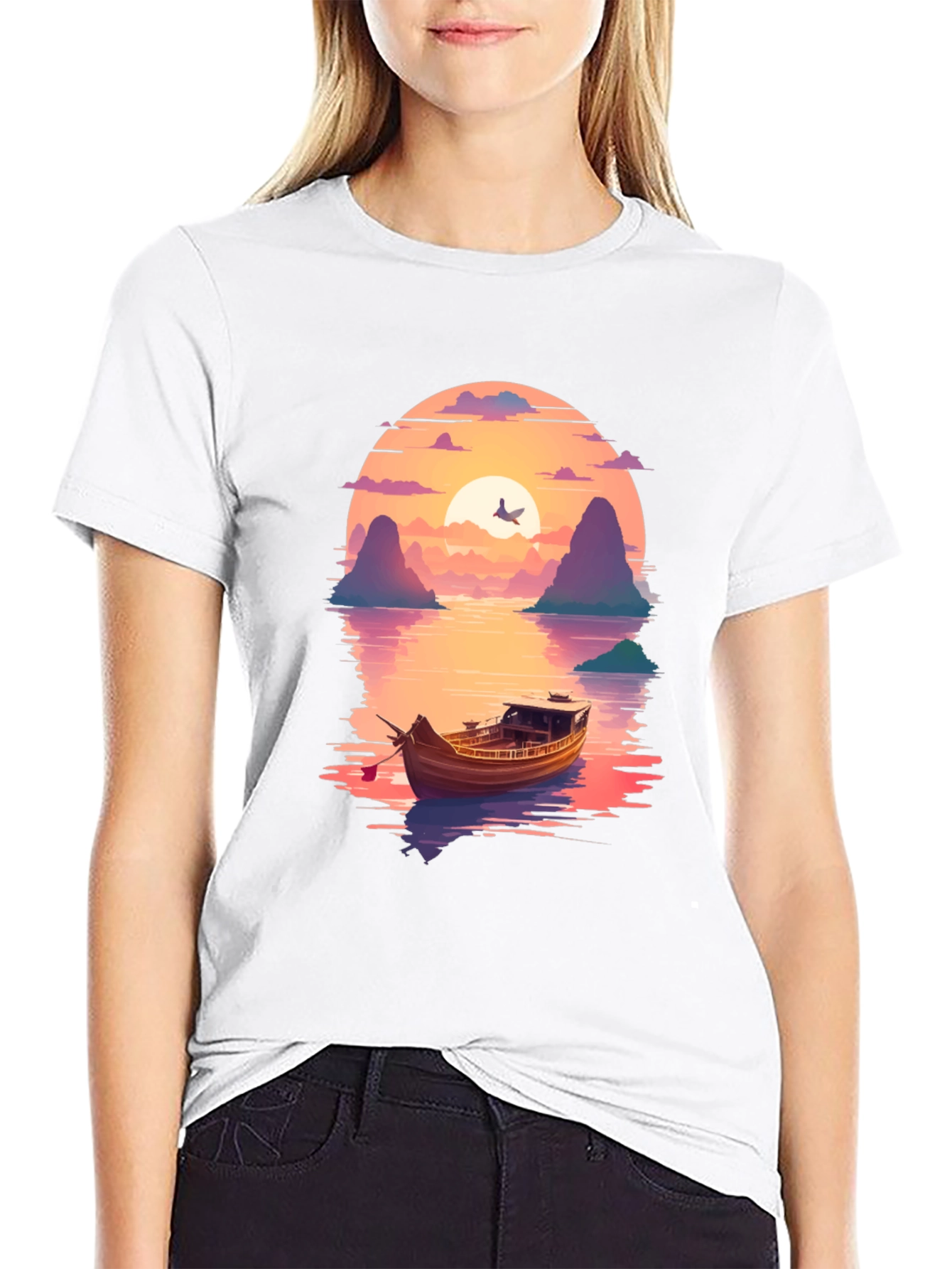 Sunset Boat Trip Graphic T-Shirt