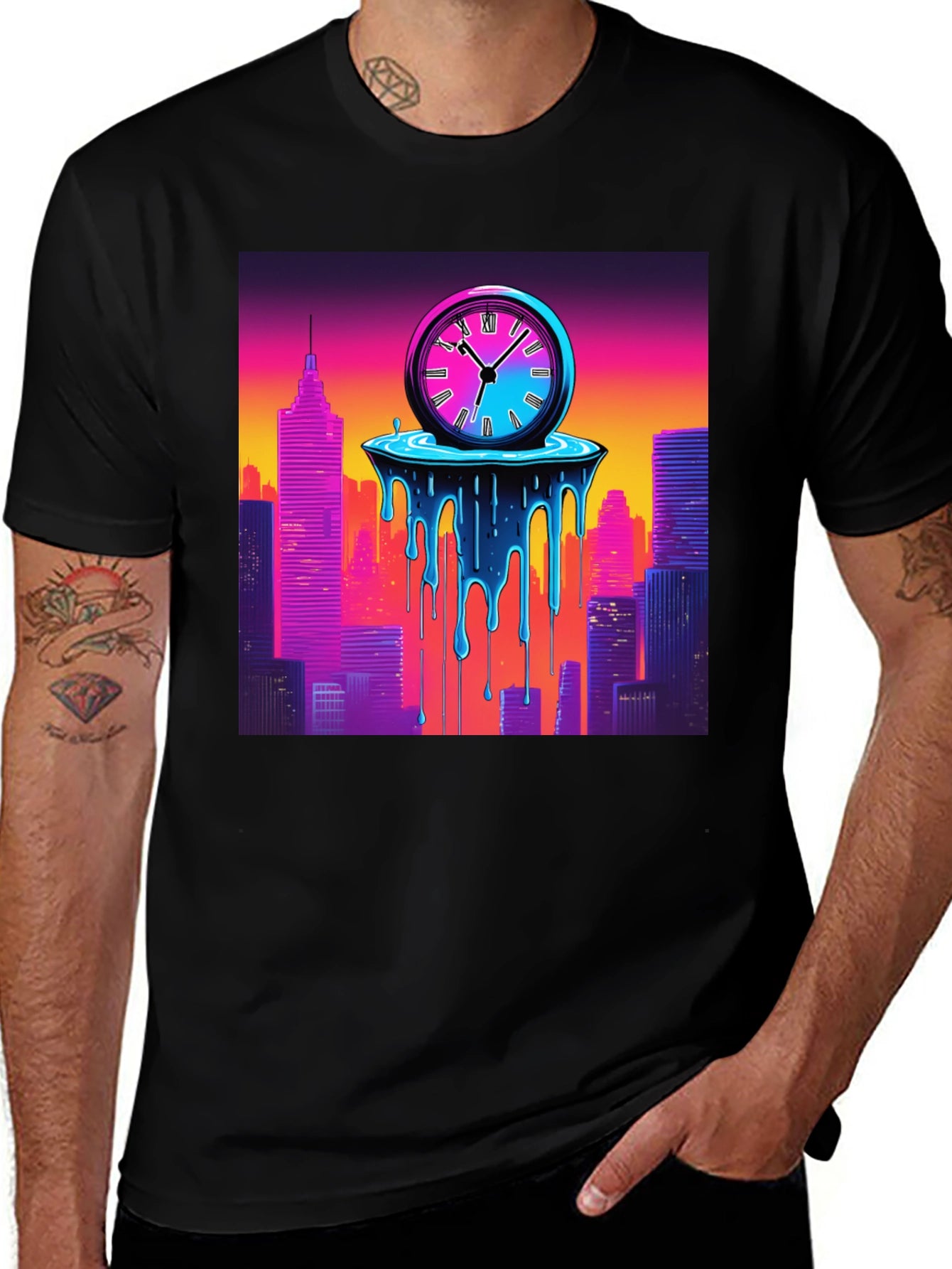 Time Warp Cityscape Graphic Tee - Cool Retro Design